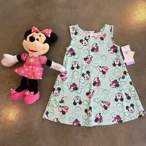 Disney minnie mouse dress toddler girls 2T with plush talking doll toy bundle